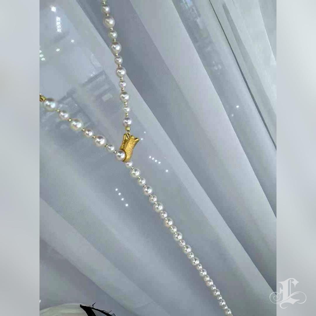 Set di collana e bracciale convertibile con perle Aurora Akoya (lunghezza totale 70 cm) in vendita 1
