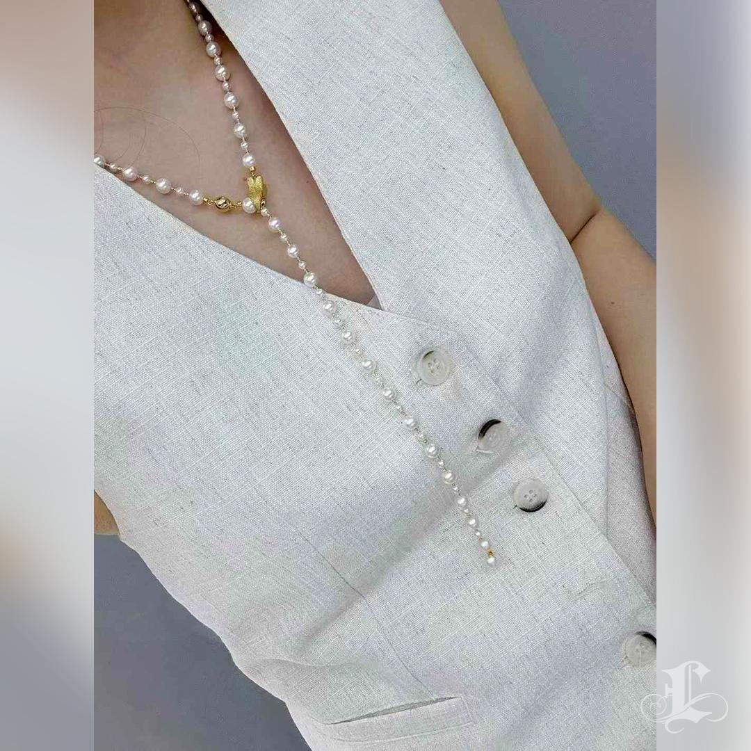 Set di collana e bracciale convertibile con perle Aurora Akoya (lunghezza totale 70 cm) in vendita 5