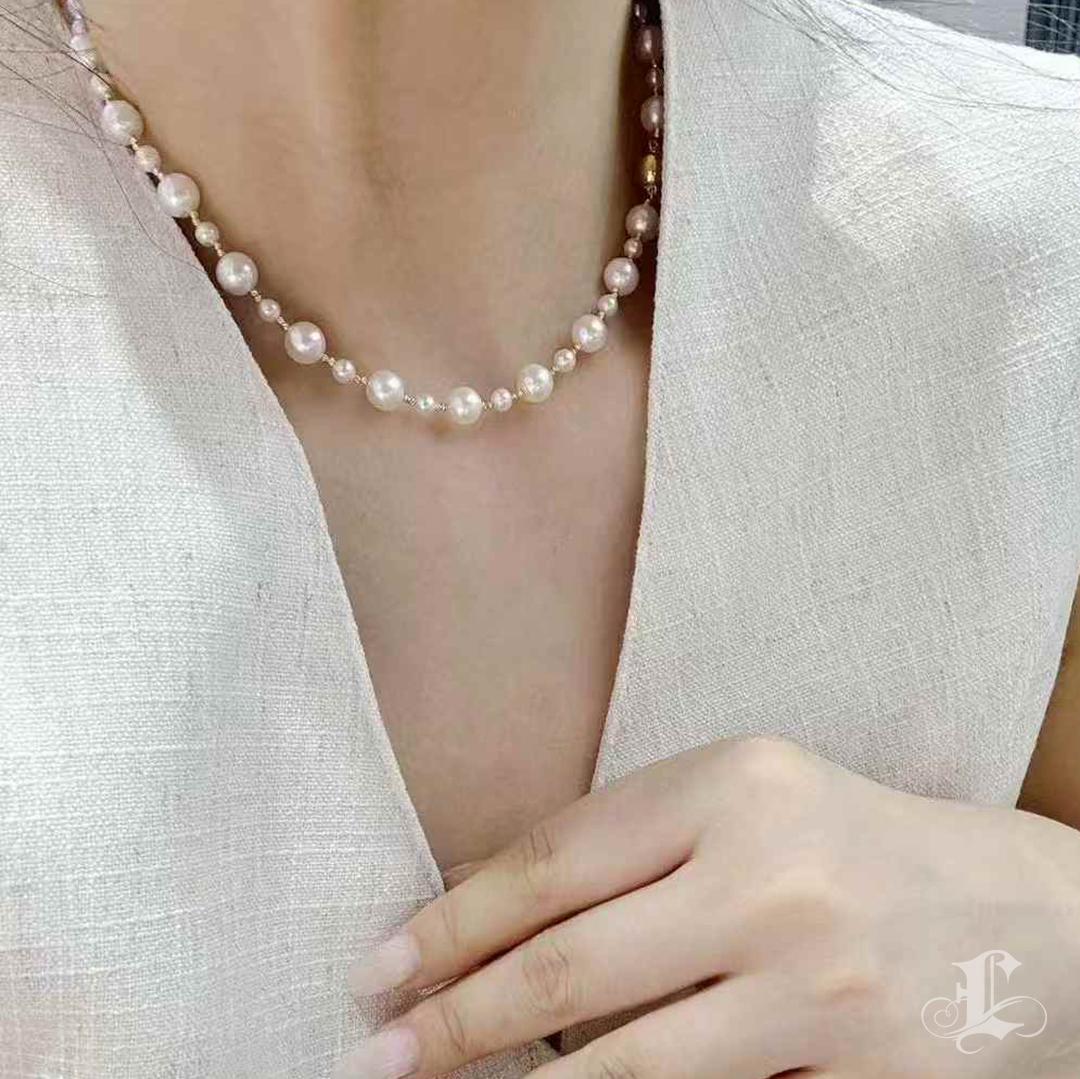 Set di collana e bracciale convertibile con perle Aurora Akoya (lunghezza totale 70 cm) in vendita 6