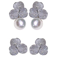 【Vine Symphony】Convertible Aurora Bloom South Sea Pearl Diamond Earrings