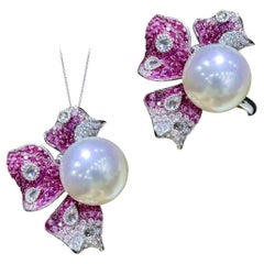【Vine Symphony】Convertible Aurora Wings South Sea Pearl Sapphire Statement Jwl.