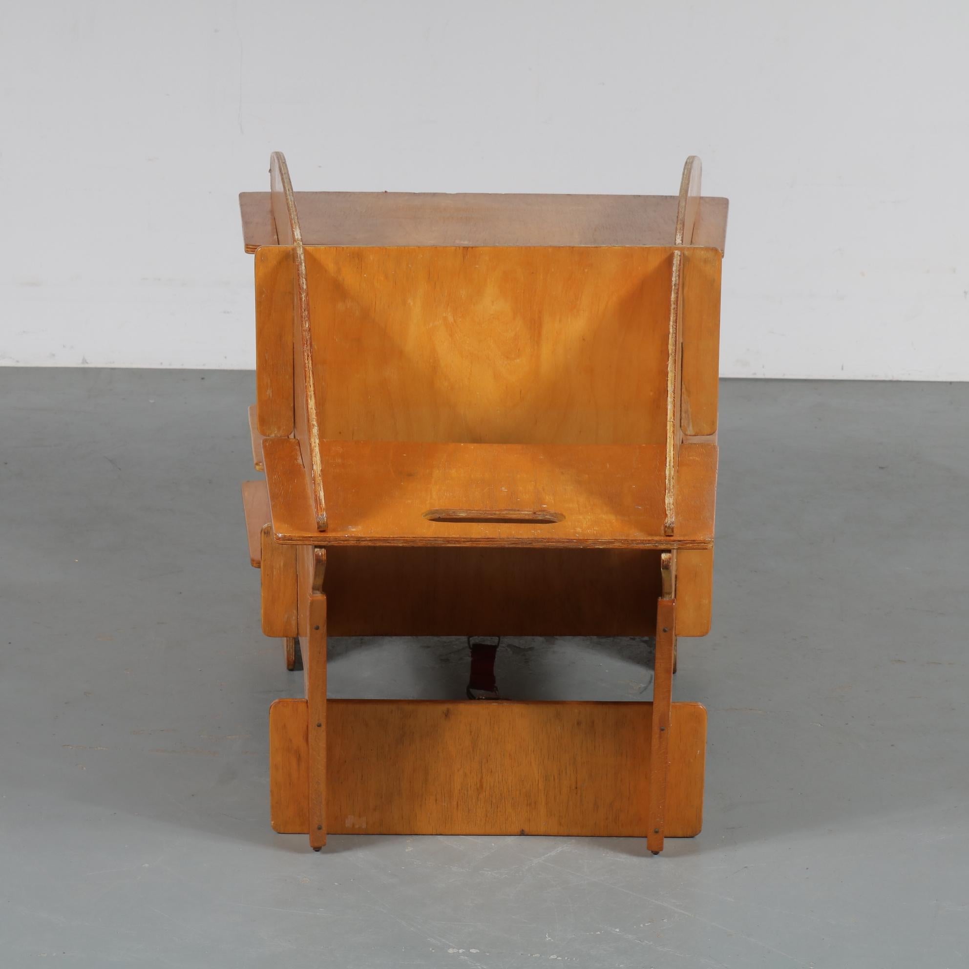 Convertible Children's High Chair, Desk and Rocker Combined, Netherlands, 1950 1