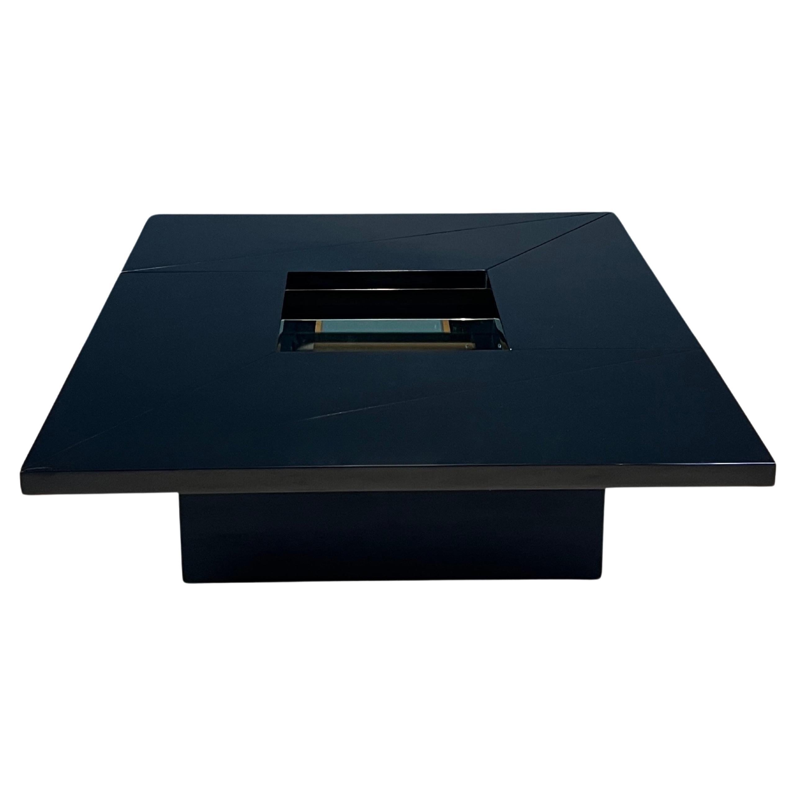 Convertible Coffee Table, Paul Michel, Black Lacquer, France, 1970s