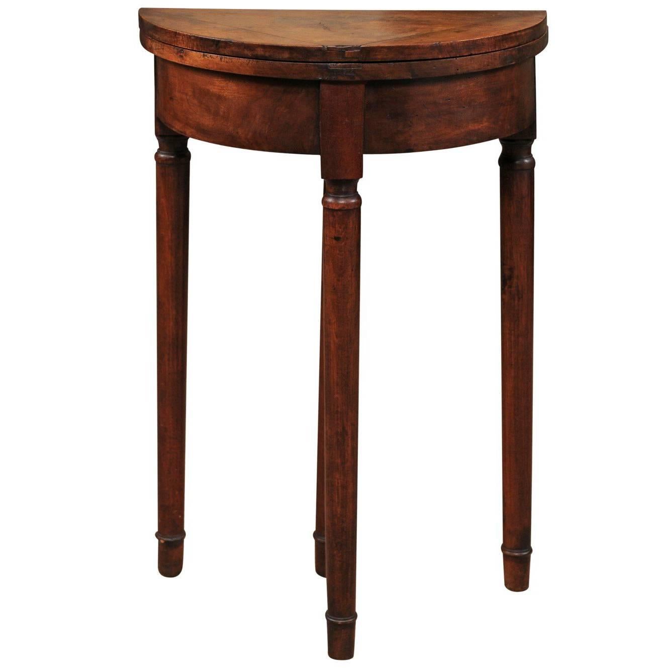 Convertible Demilune Game Table with Flip Top, Italy, circa 1890