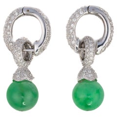 Convertible Diamond and Jade Bead Drop Earrings