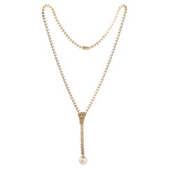 Convertible Diamond and South Sea Pearl Zip Necklace in 14K Yellow Gold