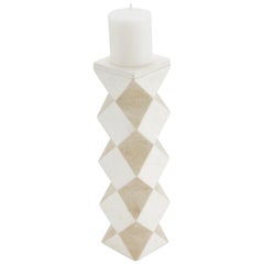 Convertible Faceted Postmodern Tessellated Stone Candlestick or Vase, 1990s