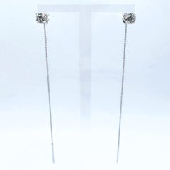 Convertible GIA Diamond Stud Earrings with Detachable Chains in 18K White Gold