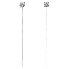Convertible GIA Diamond Stud Earrings with Detachable Chains in 18K White Gold