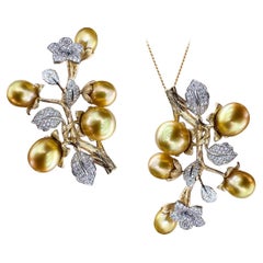 Convertible Golden Harvest South Sea Pearl Diamond Brooch Pendant