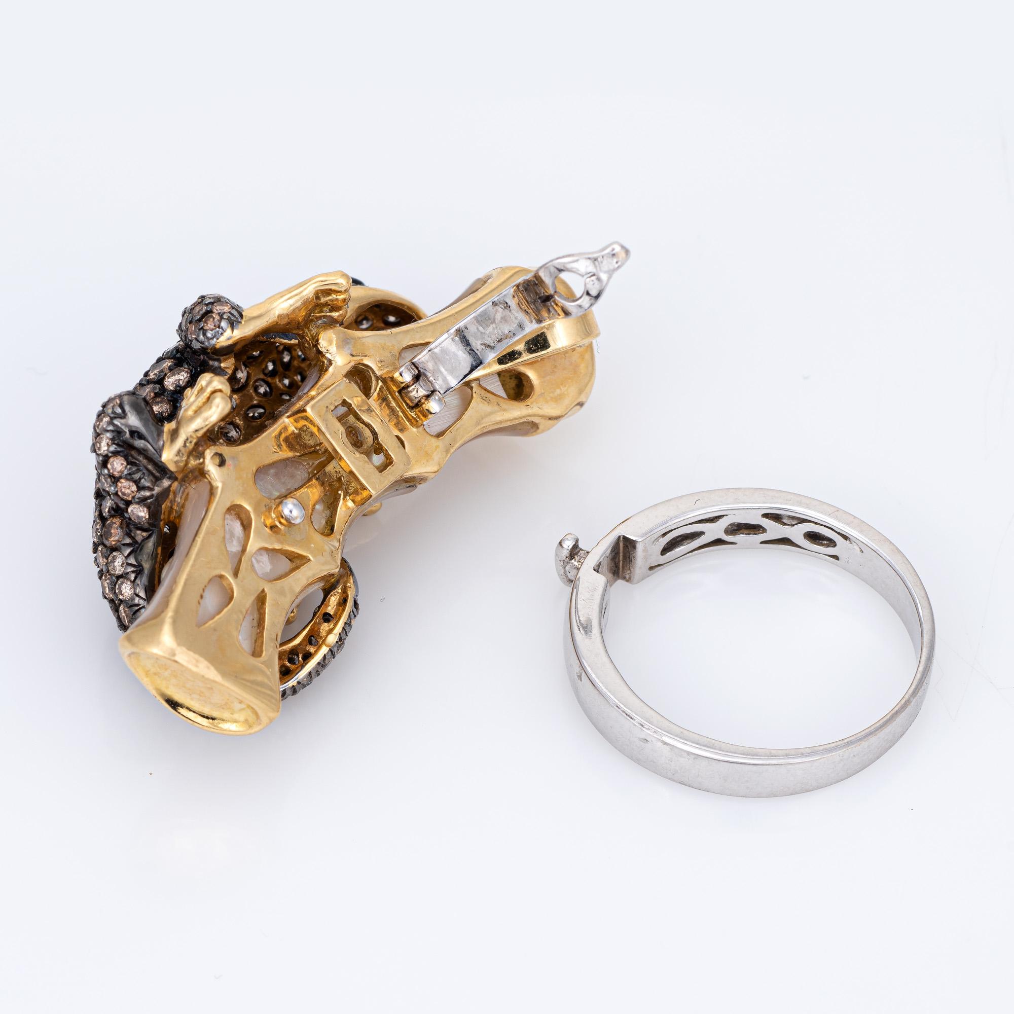 Convertible Lizard Ring to Pendant Estate 18k White Gold Diamond Sz 7 Jewelry For Sale 4