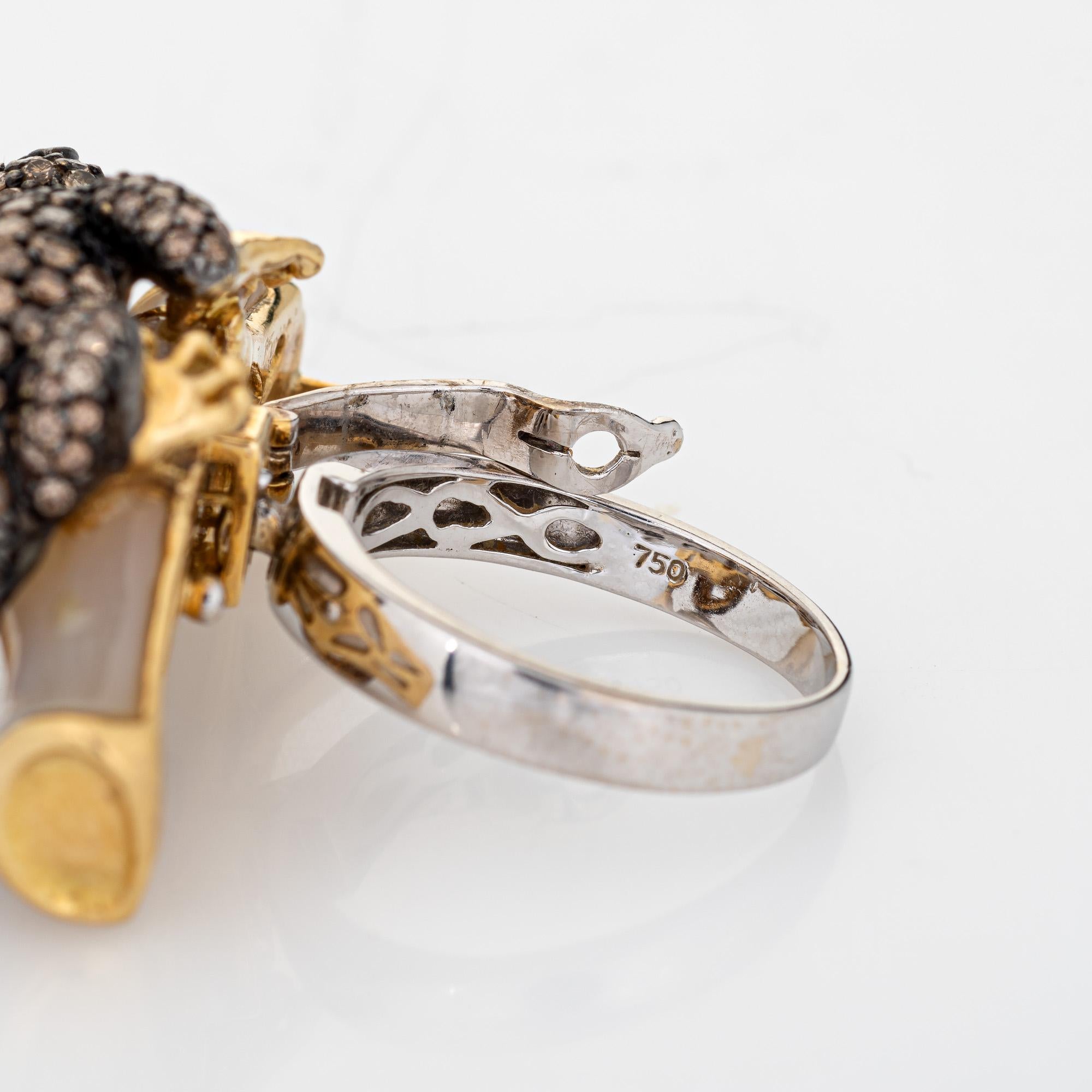 Convertible Lizard Ring to Pendant Estate 18k White Gold Diamond Sz 7 Jewelry For Sale 5