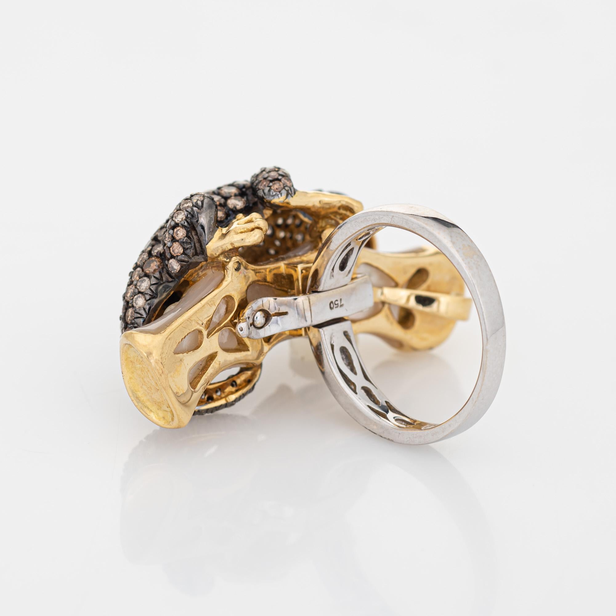 Women's Convertible Lizard Ring to Pendant Estate 18k White Gold Diamond Sz 7 Jewelry For Sale