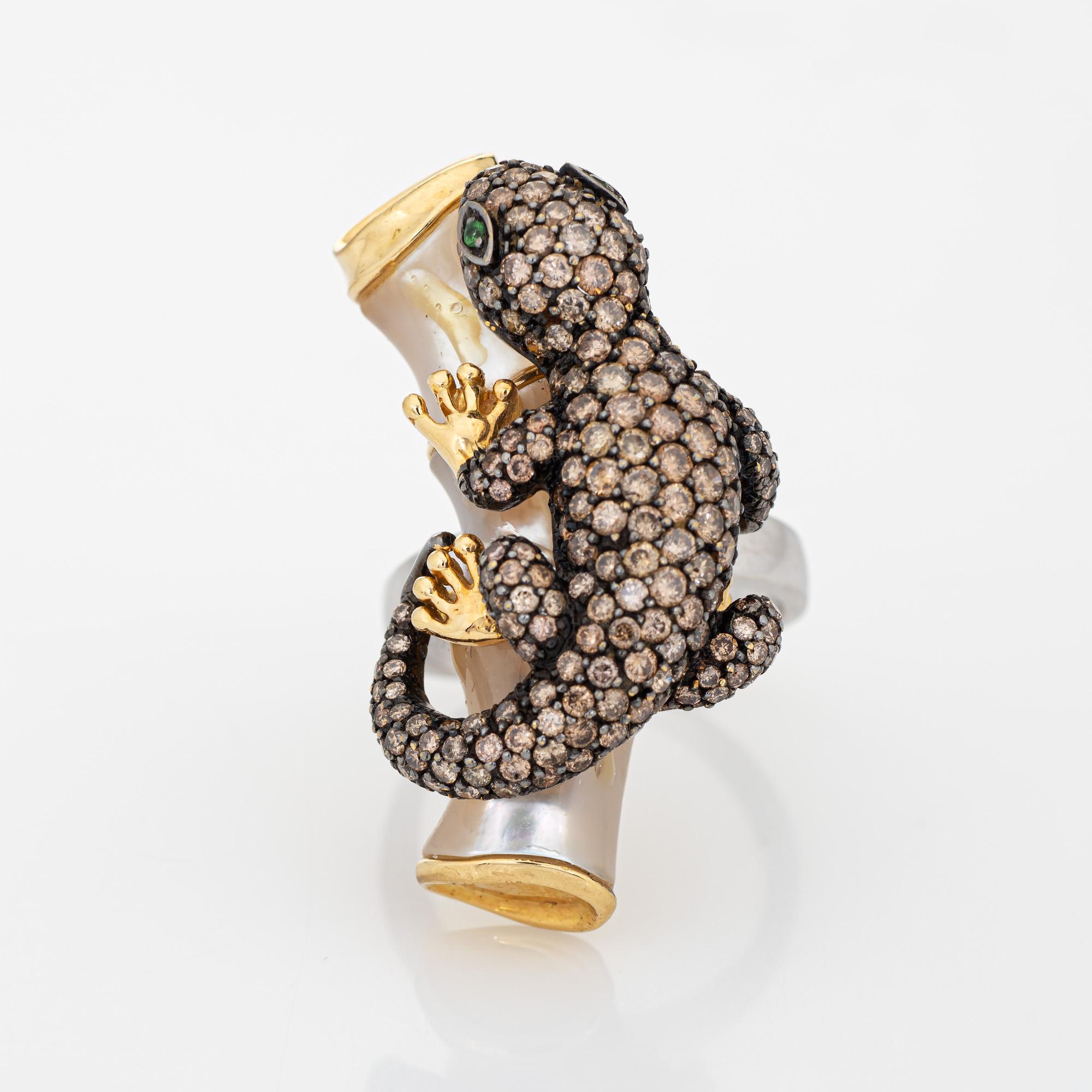 Convertible Lizard Ring to Pendant Estate 18k White Gold Diamond Sz 7 Jewelry For Sale 1