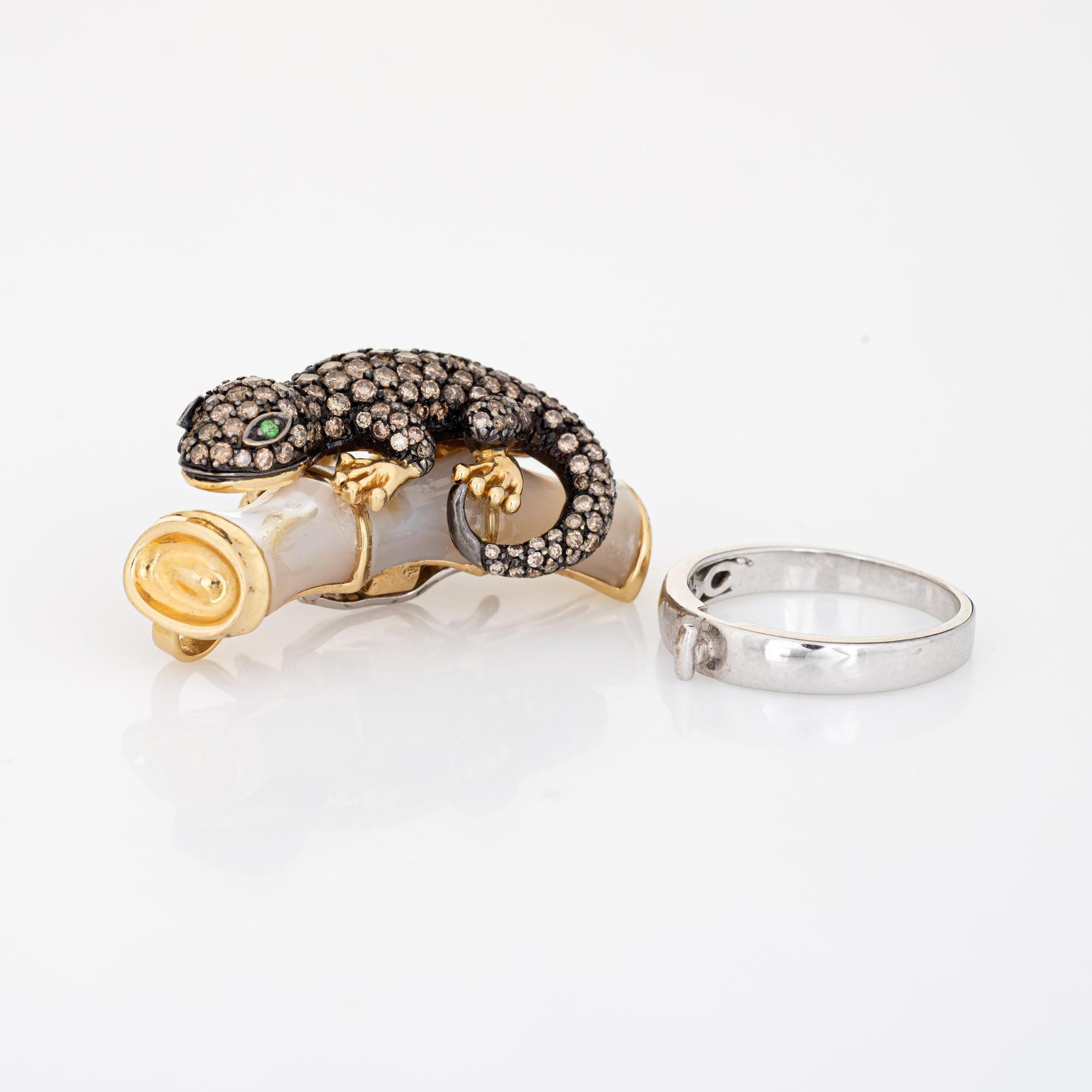 Convertible Lizard Ring to Pendant Estate 18k White Gold Diamond Sz 7 Jewelry For Sale 3