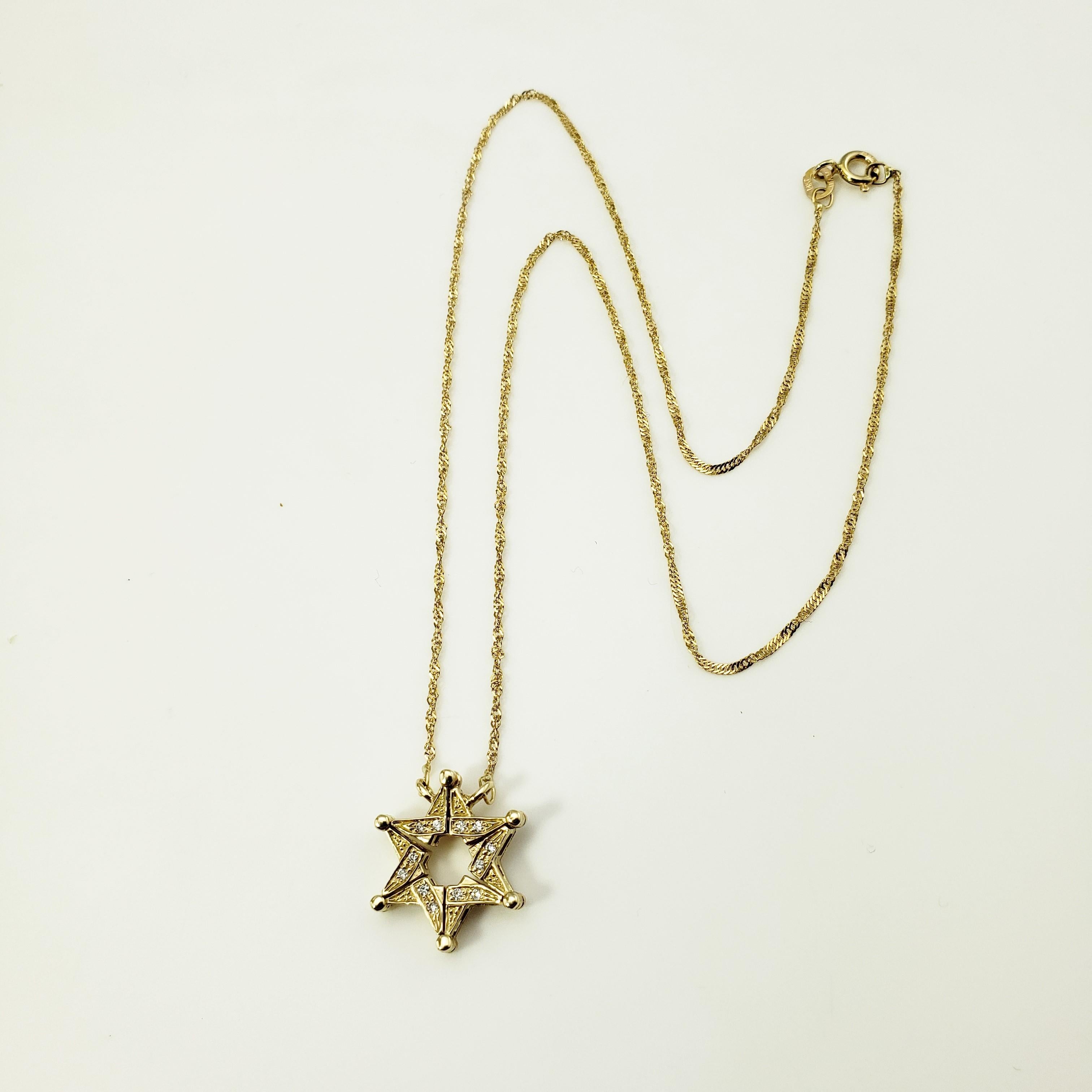 Brilliant Cut Convertible Magnetic 14 Karat Yellow Gold Diamond Star of David Pendant Necklace