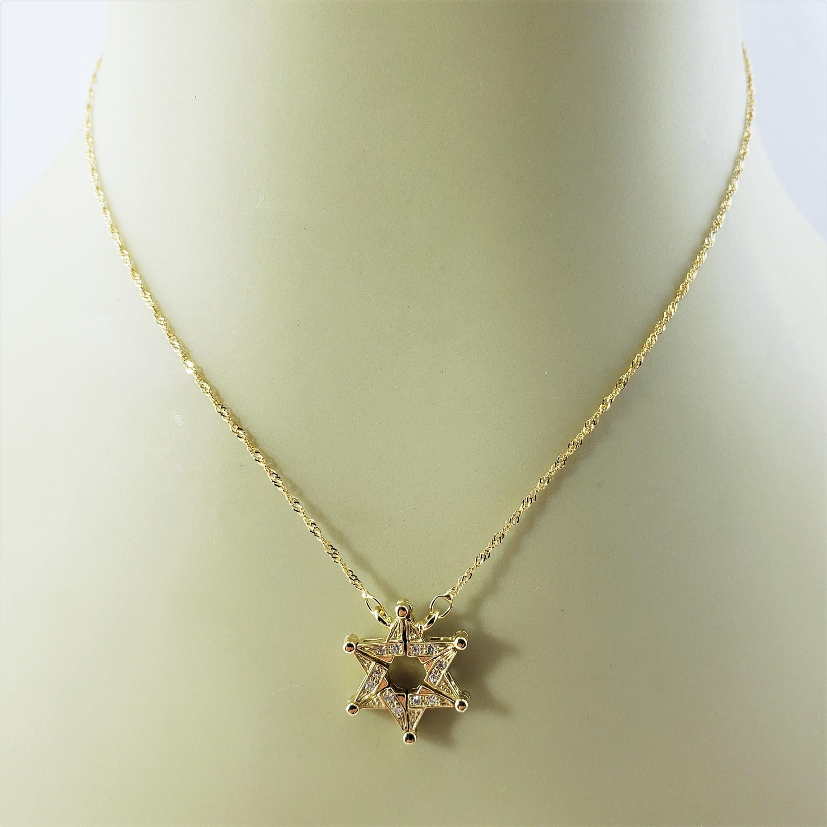 Convertible Magnetic 14 Karat Yellow Gold Diamond Star of David Pendant Necklace 1