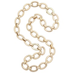Convertible Necklace and Bracelet High Polish Long Gold Chain Link Necklace 1960