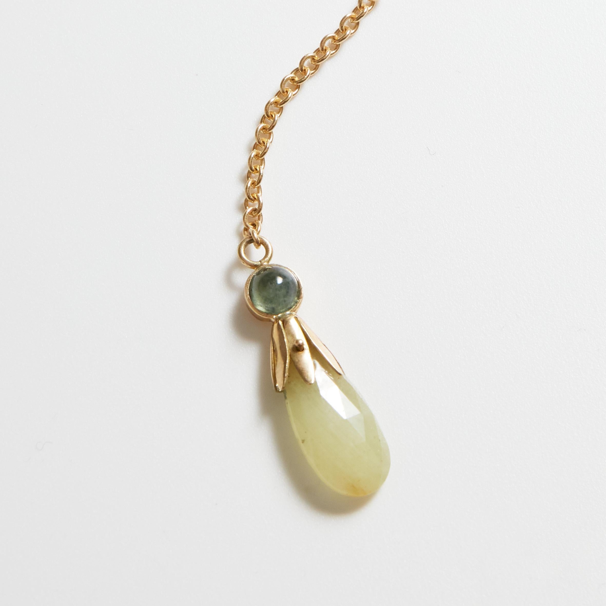 Convertible Necklace Faced Opal Malaquite Natural Pearls Tourmaline 18 k Gold For Sale 8