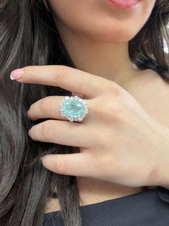 Convertible Paraiba Tourmaline Diamond Ring Pendant 8.86 Carats 18K White Gold