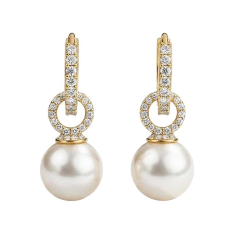 Convertible Pearl Hoop Earrings silver, gold For Sale