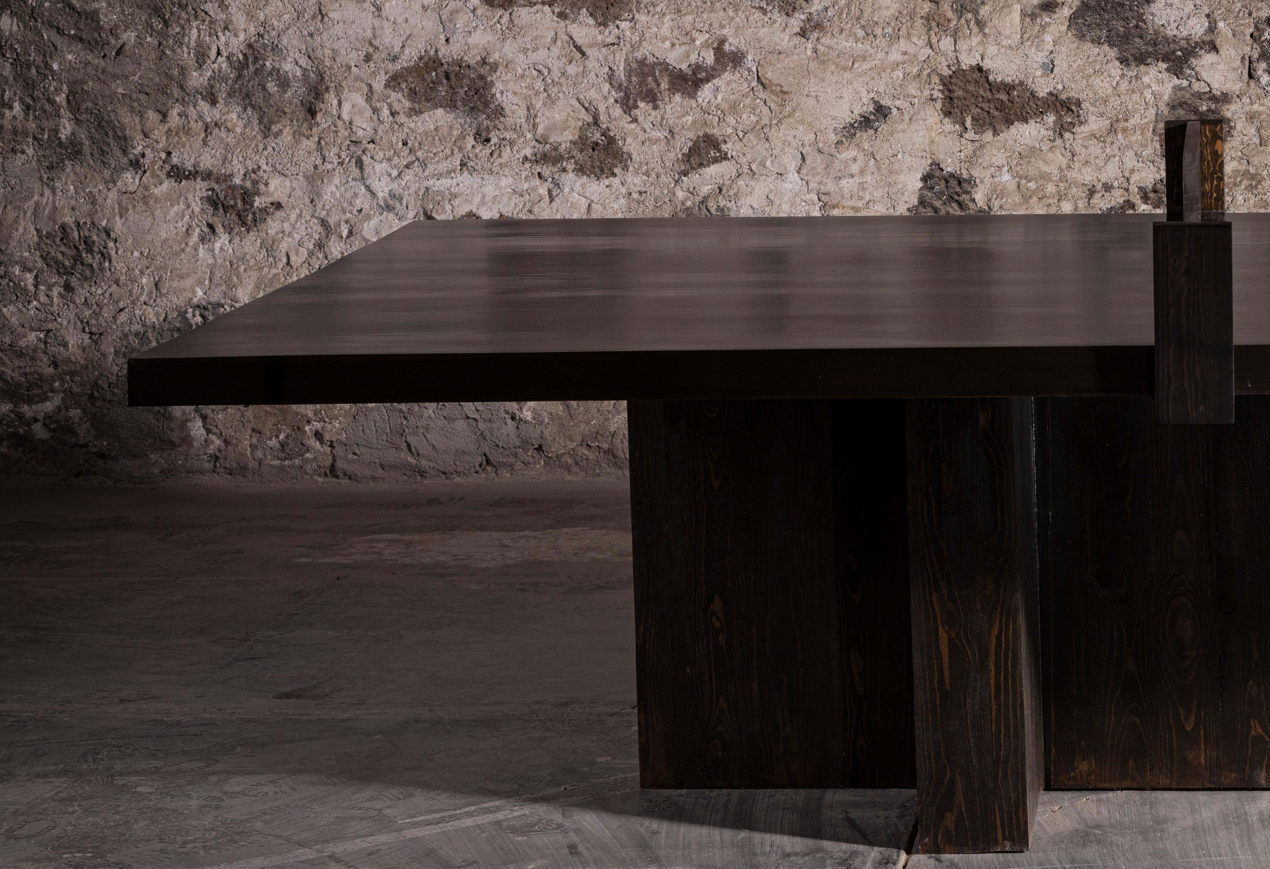 Convertible Ping Pong Game & Dining Table in Solid Black Pine by No Age Studio In New Condition For Sale In Geneve, CH