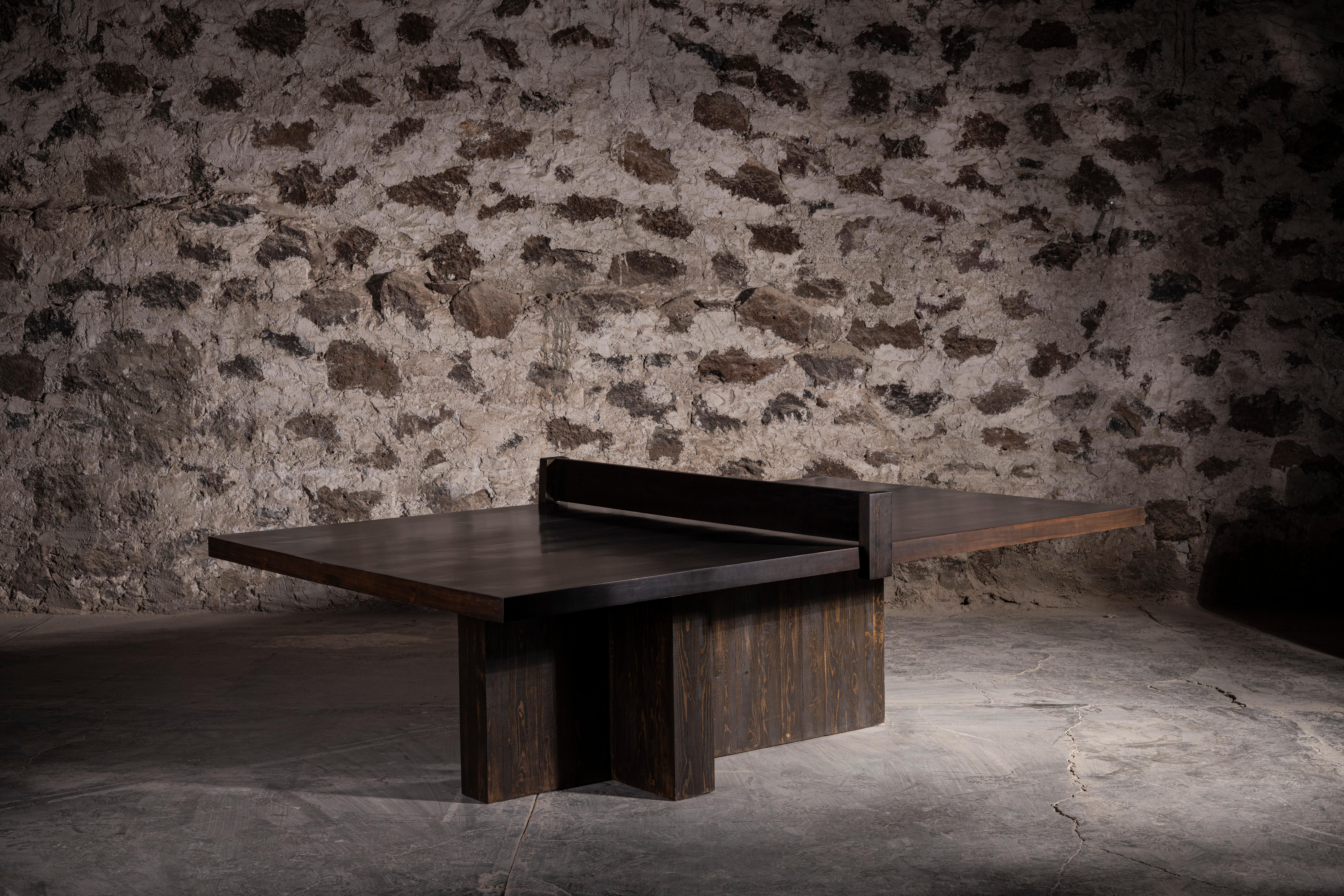 Convertible Ping Pong Game & Dining Table in Solid Black Pine by No Age Studio For Sale 1