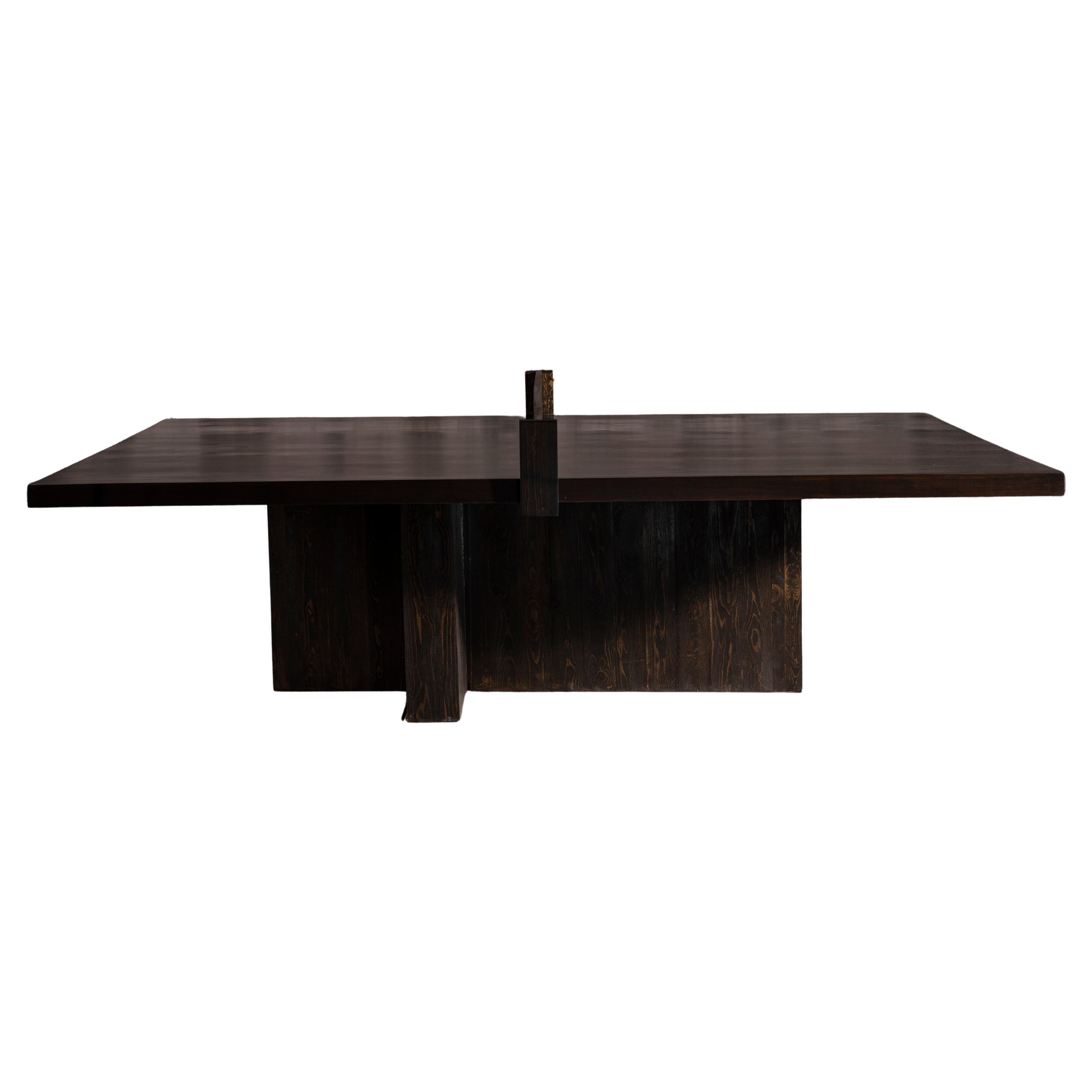 Convertible Ping Pong Game & Dining Table in Solid Black Pine by No Age Studio