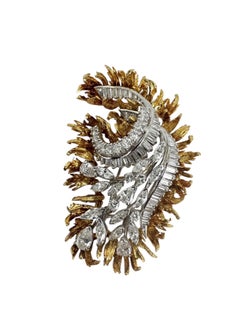 Convertible Platinum and 18K Gold Diamond Brooch