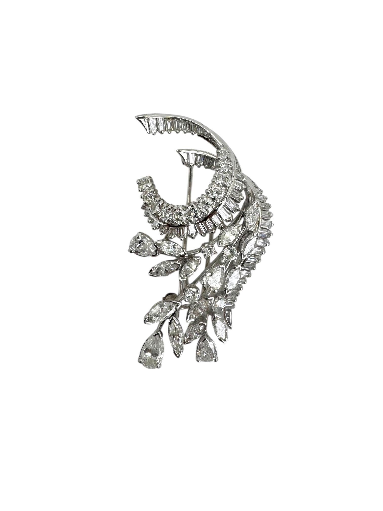 Women's or Men's Convertible Platinum and 18K Gold Diamond Brooch For Sale