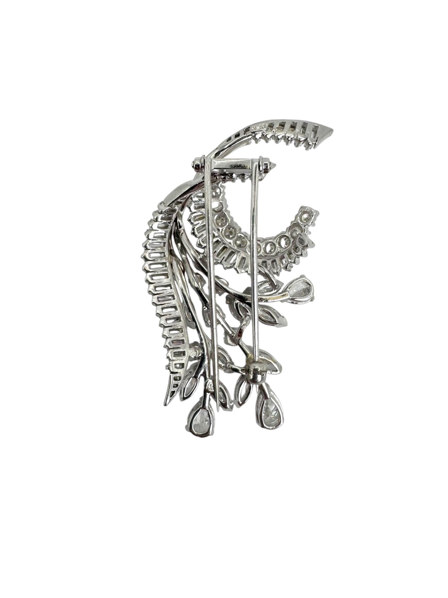 Convertible Platinum and 18K Gold Diamond Brooch For Sale 3