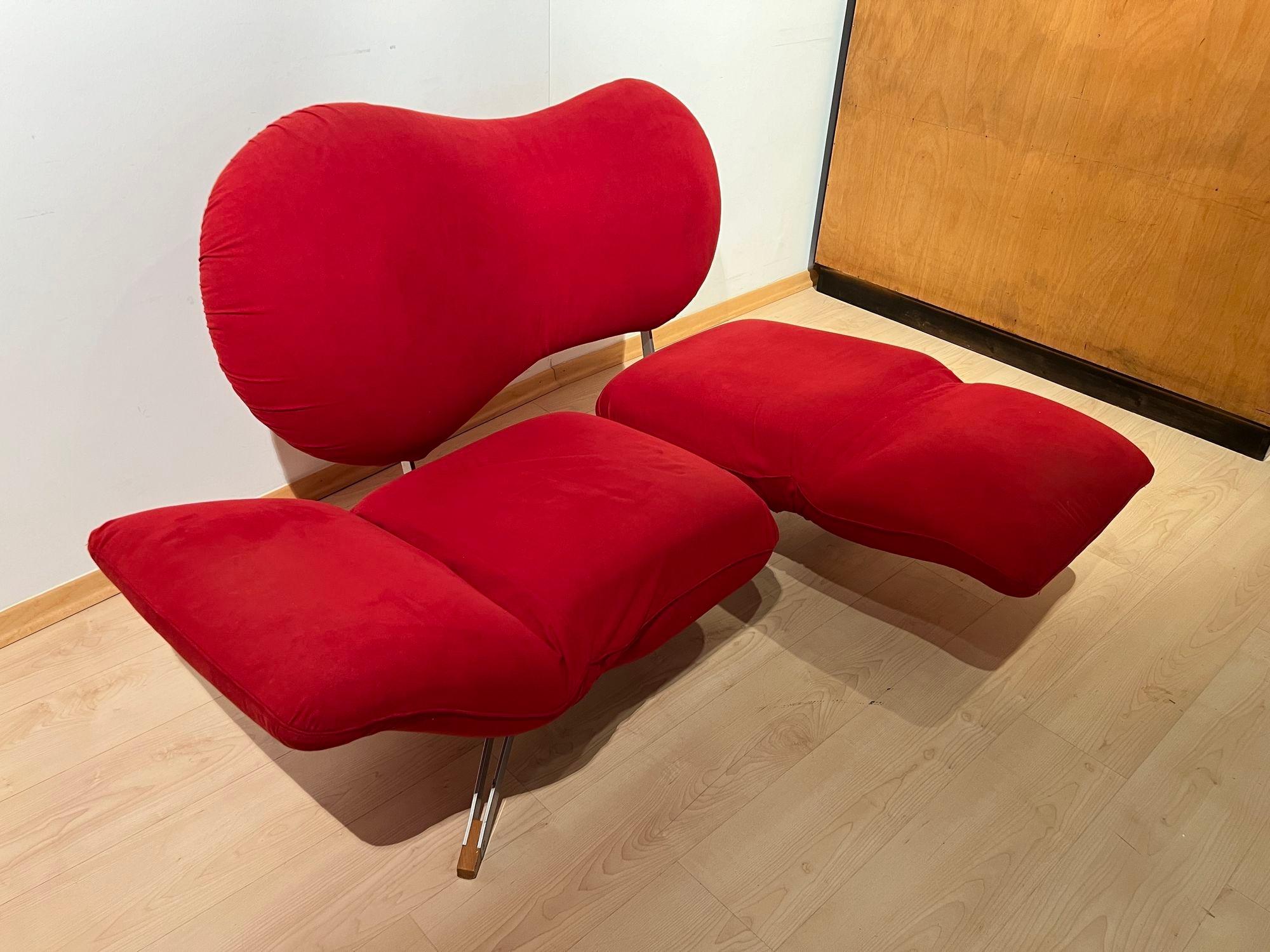 Sofá convertible de diseño postmoderno de Bonaldo, tela roja, Italia circa 1980 en venta 4