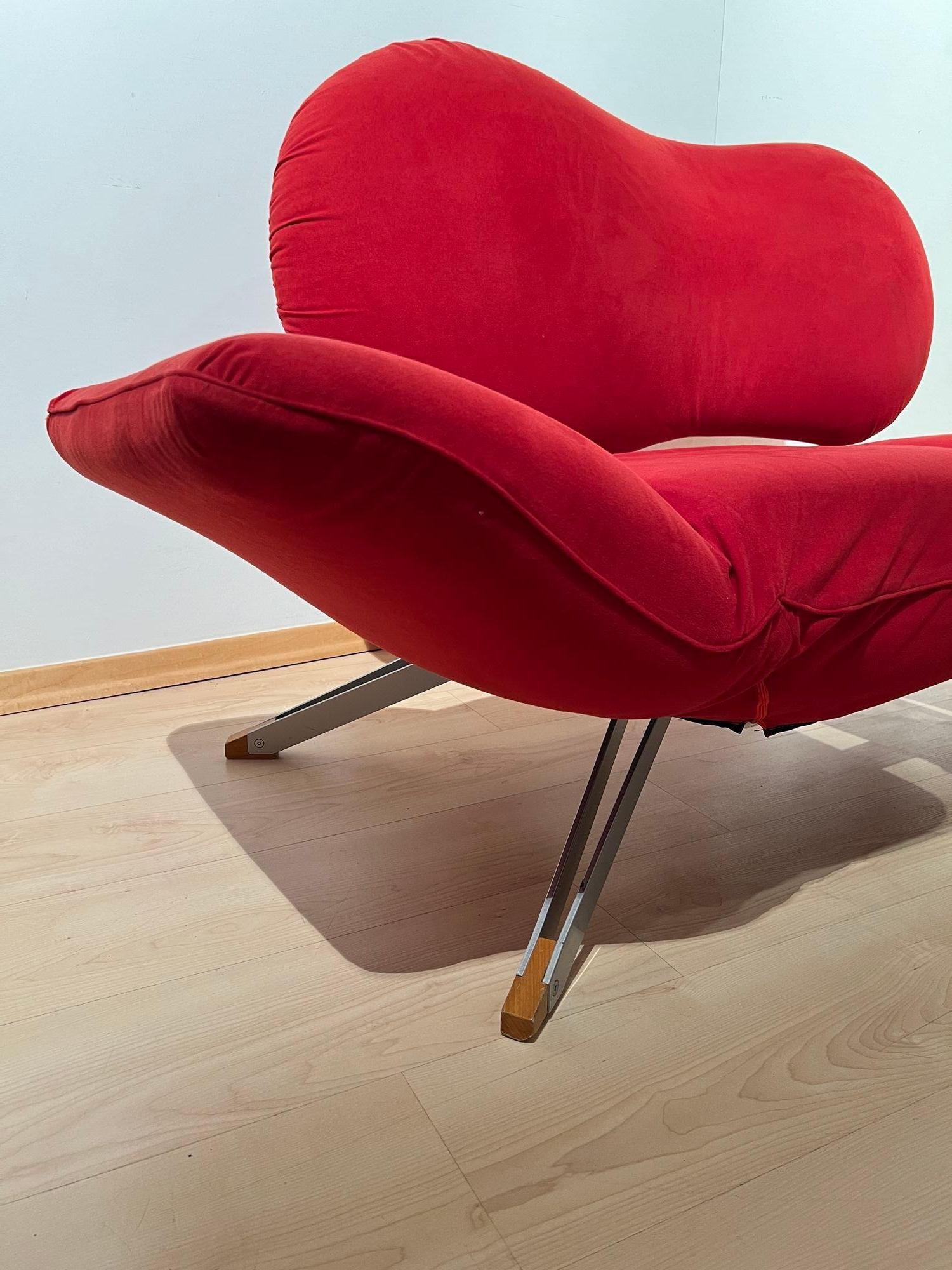 Sofá convertible de diseño postmoderno de Bonaldo, tela roja, Italia circa 1980 en venta 5