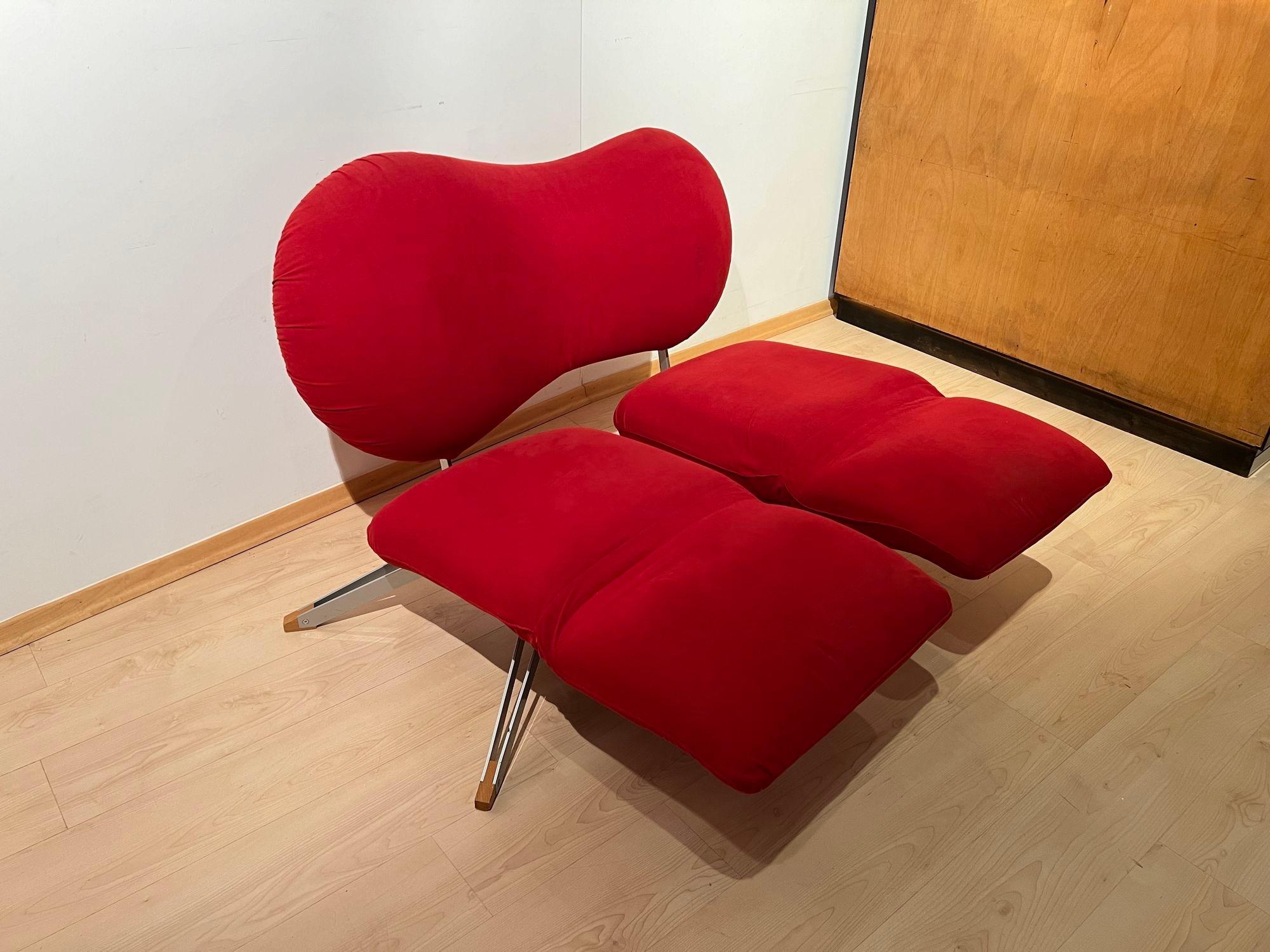 Sofá convertible de diseño postmoderno de Bonaldo, tela roja, Italia circa 1980 en venta 5