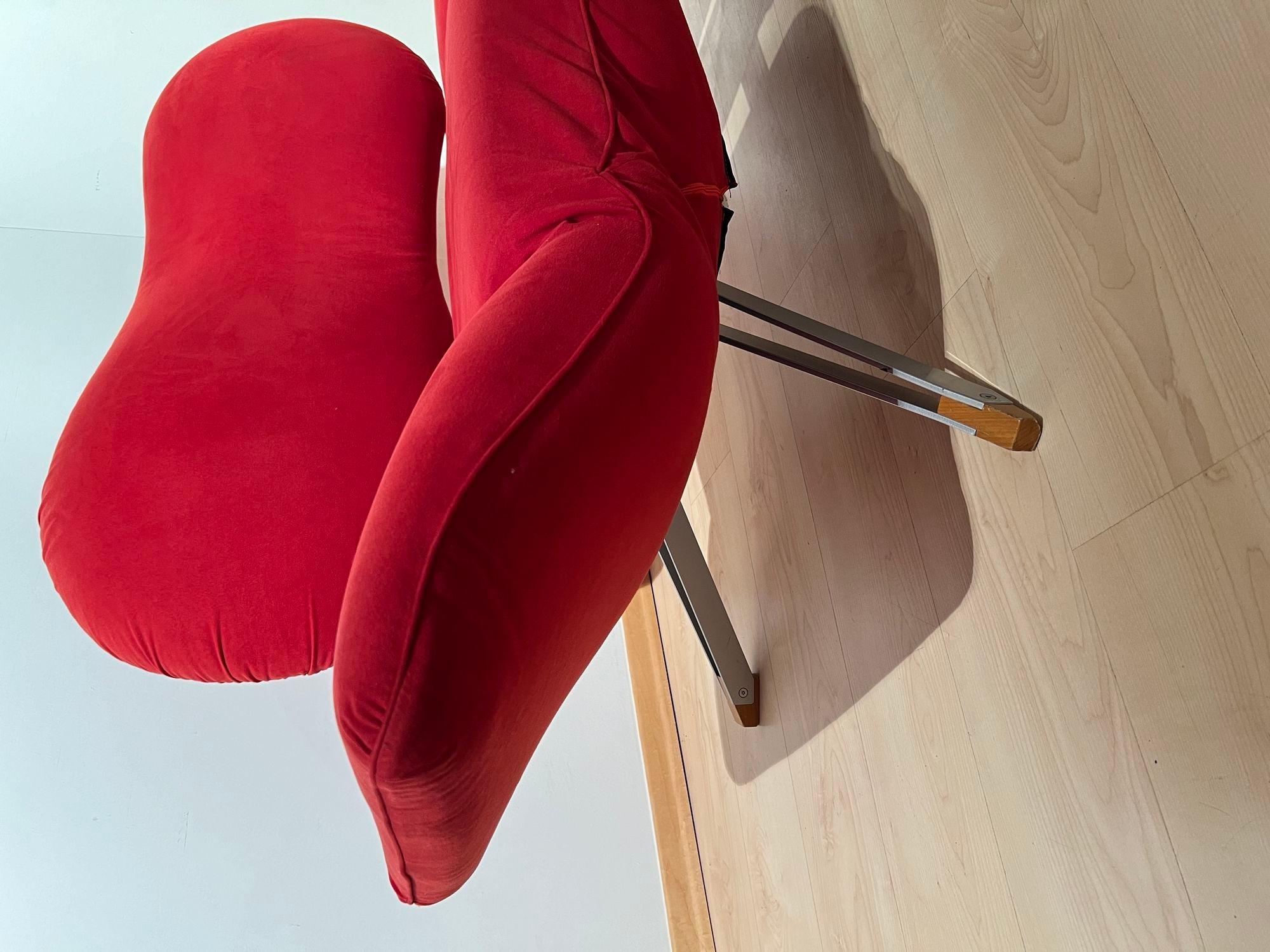 Sofá convertible de diseño postmoderno de Bonaldo, tela roja, Italia circa 1980 en venta 6