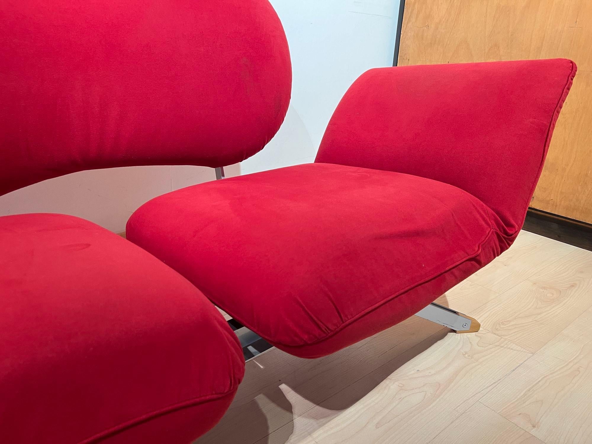 Sofá convertible de diseño postmoderno de Bonaldo, tela roja, Italia circa 1980 en venta 9