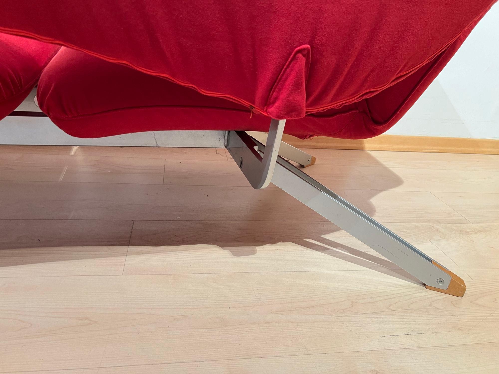 Sofá convertible de diseño postmoderno de Bonaldo, tela roja, Italia circa 1980 en venta 12