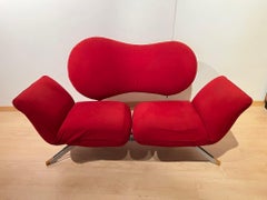 Convertible Postmodern Design Sofa by Bonaldo, Red Fabric, Italy circa 1980