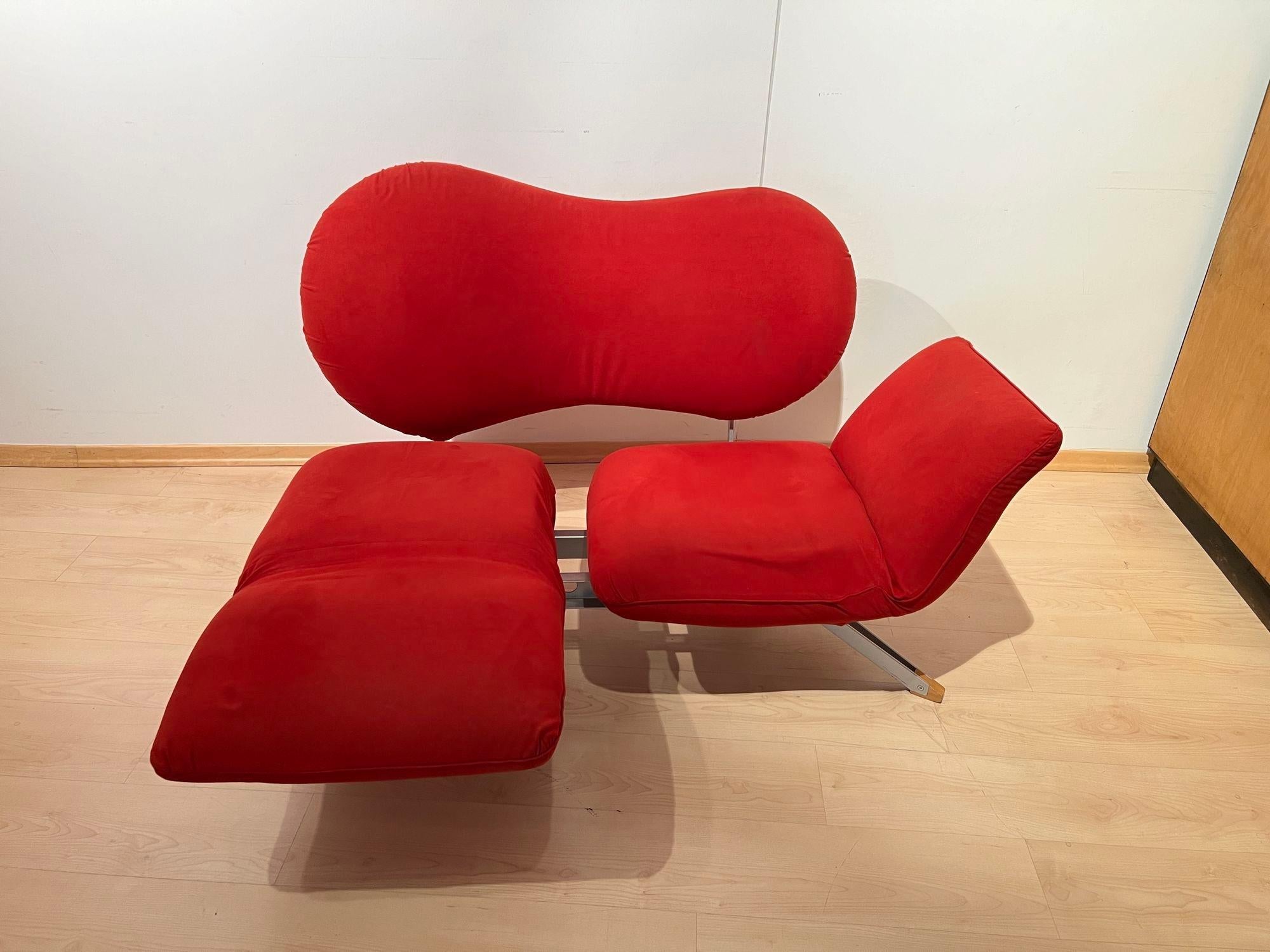 Sofá convertible de diseño postmoderno de Bonaldo, tela roja, Italia circa 1980 en Bueno estado para la venta en Regensburg, DE