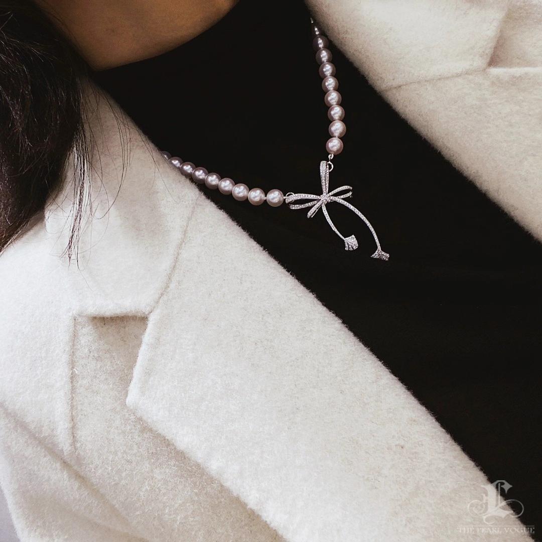 【Lustre Arc】Convertible PSL Certified Pearl Necklace 18K Diamond Pendant For Sale 6