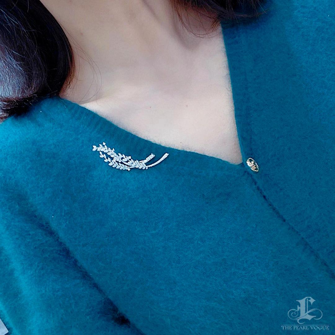 【Vine Symphony】PSL Certified Akoya Pearl Necklace with Detachable Diamond Clasp For Sale 5
