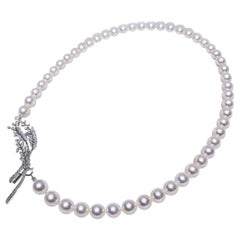 【Vine Symphony】PSL Certified Akoya Pearl Necklace with Detachable Diamond Clasp