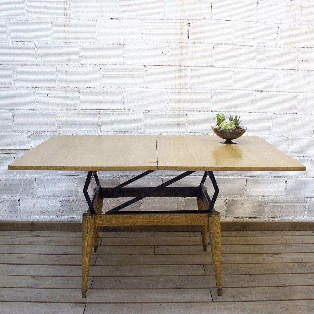 French Convertible Revelation Table by Albert Ducrot for Ducal, 1950s For Sale