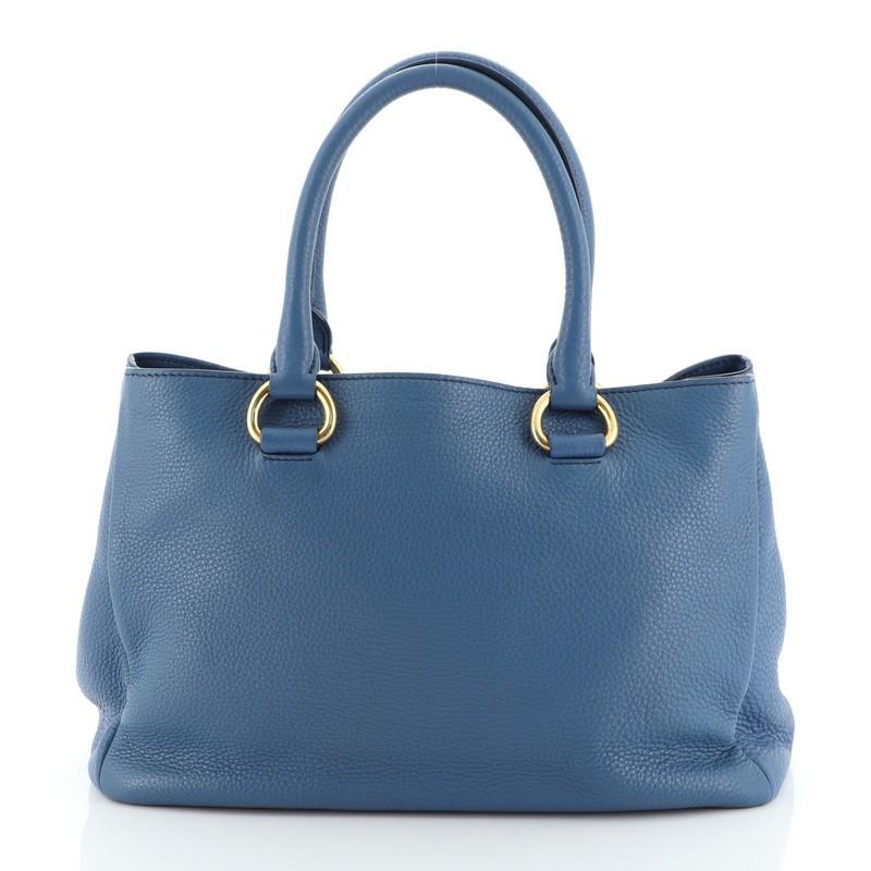 Blue Convertible Shopping Tote Vitello Daino Medium