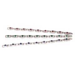 Convertible Trio Diamond Gemstone Bracelets Necklace Choker 18K Gold, 1960
