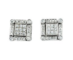 Orecchini a perno e pendenti in oro bianco 14K con diamanti bianchi e blu convertibili a 4 vie