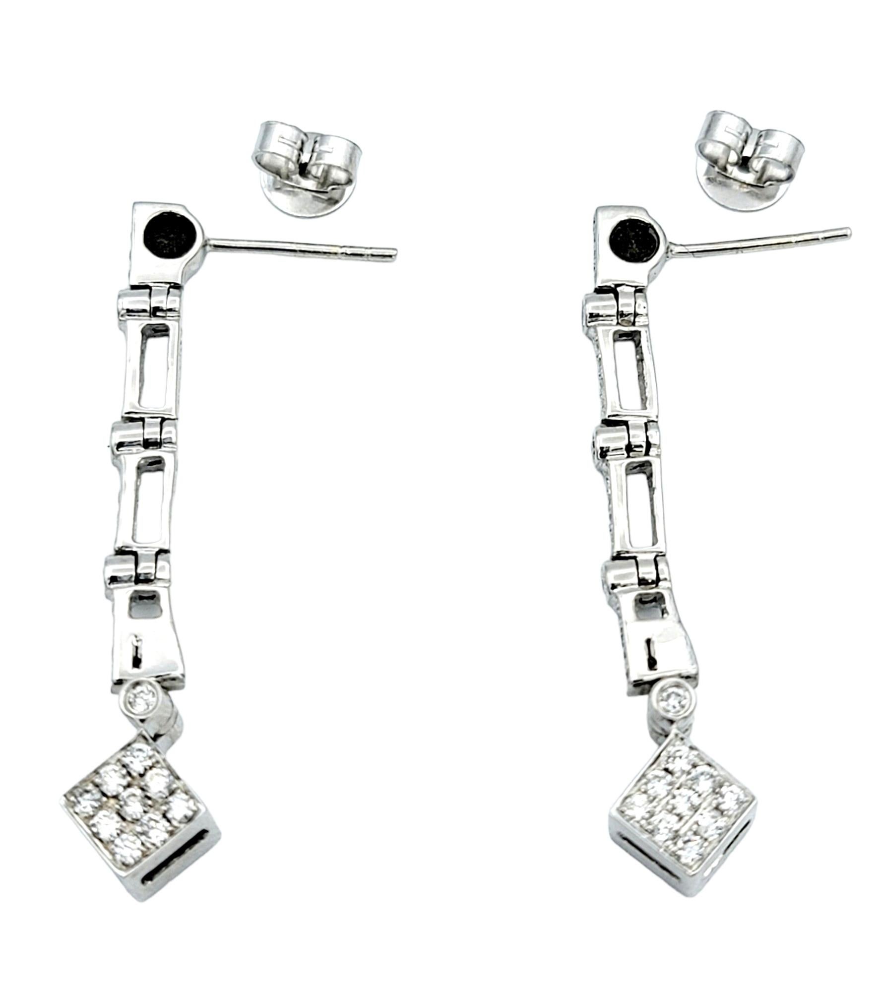 Women's Convertible White & Blue Diamond 4 Way Stud and Dangle 14K White Gold Earrings For Sale