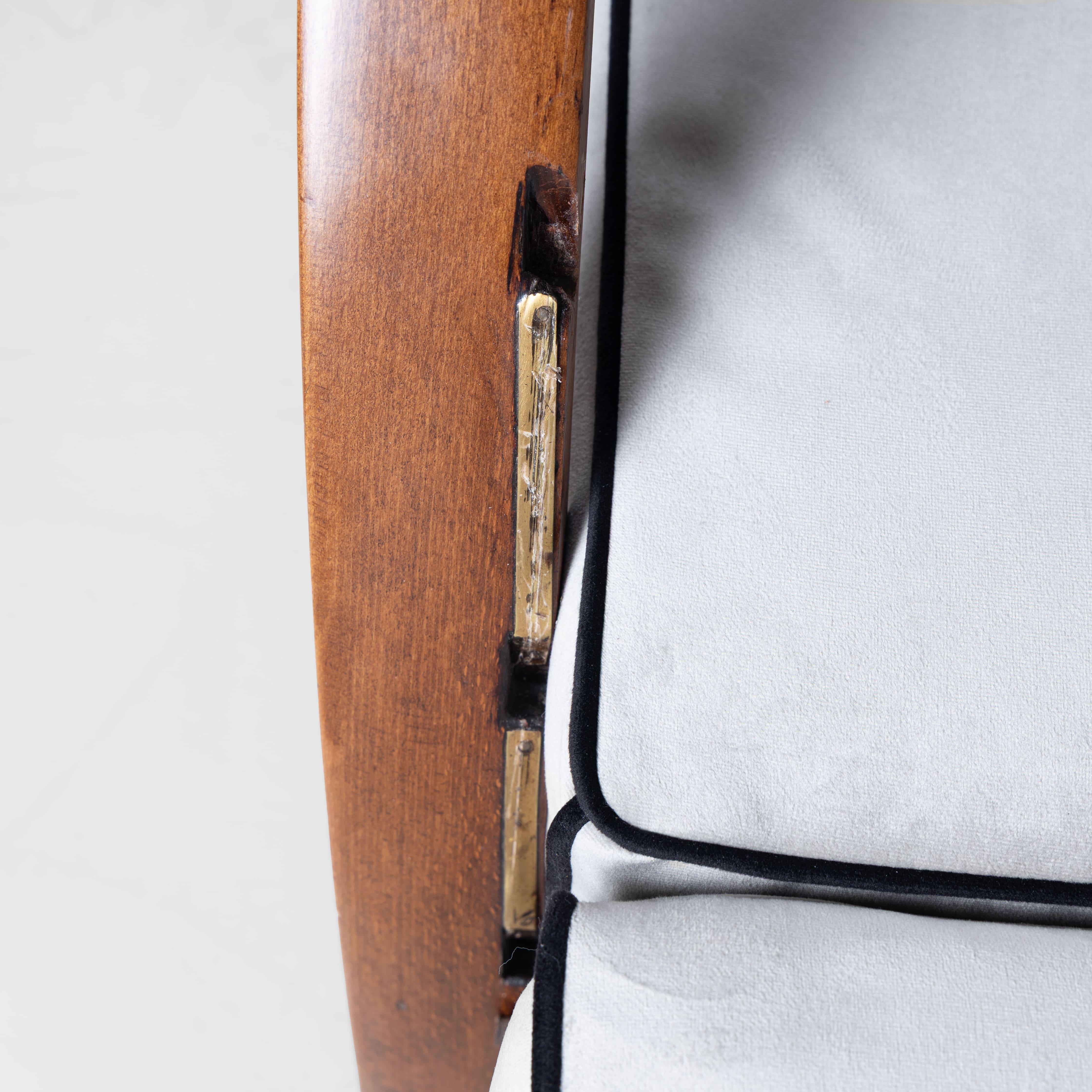 Verwandelbarer Sessel aus Holz und grauem Samt von Cerutti, Deco-Stil 1940 im Angebot 9