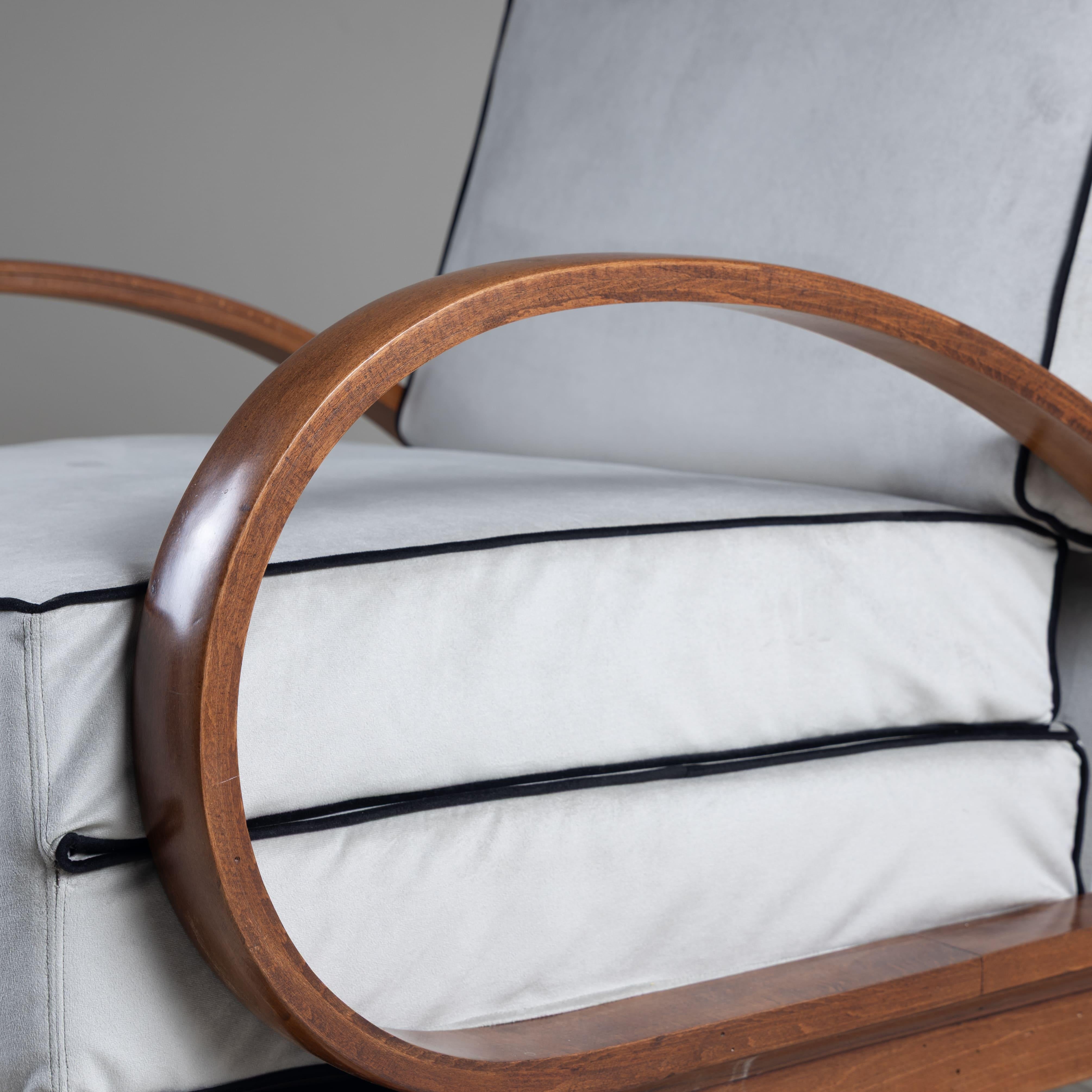 Verwandelbarer Sessel aus Holz und grauem Samt von Cerutti, Deco-Stil 1940 im Angebot 2