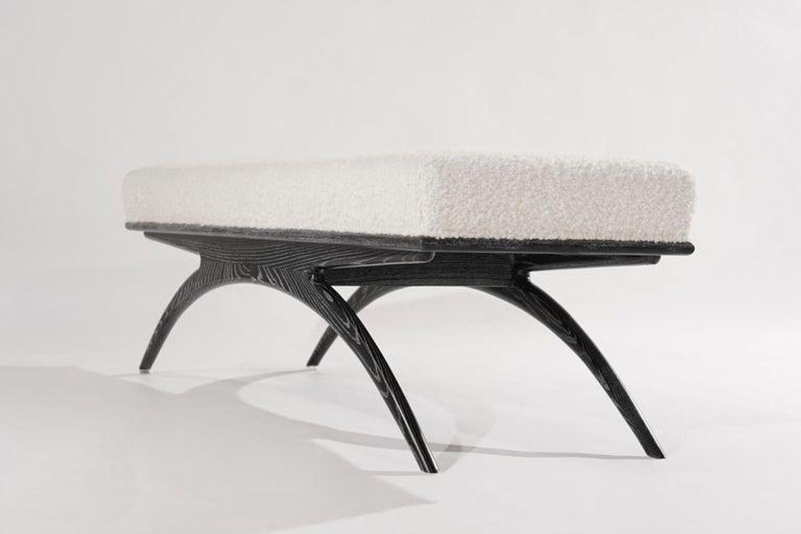 Mid-Century Modern Convex Bench Series 60 in Black Ceruse For Sale